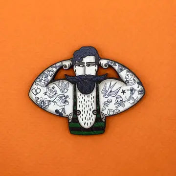 Brooches: Walnut Wood Characters