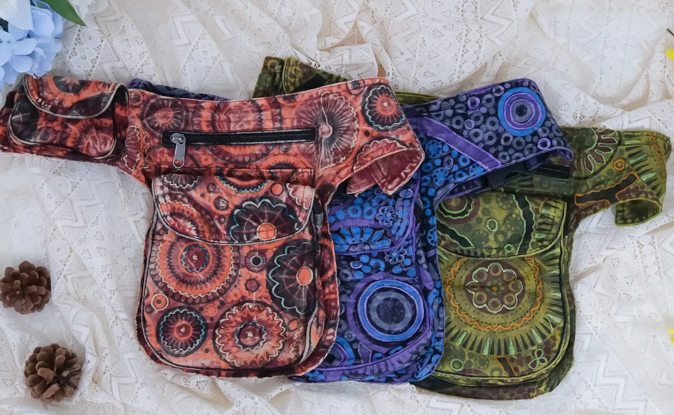 Fanny Pack: Handmade Cotton Embroidered