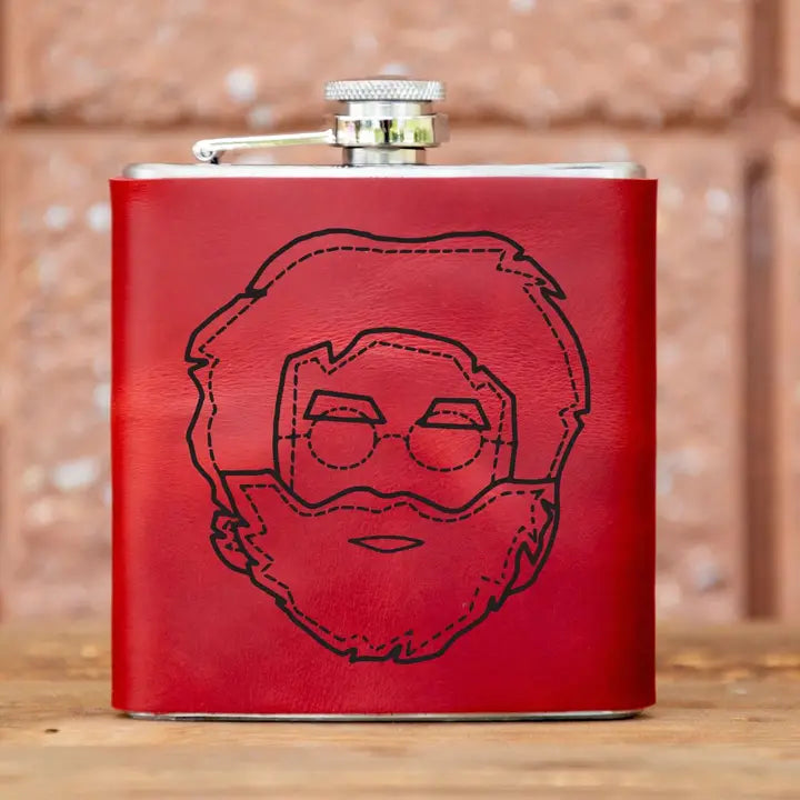 Flask: Leather Sleeve Jerry Garcia