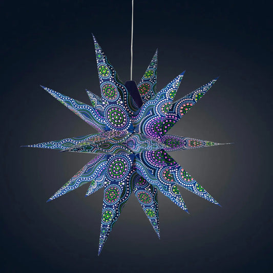 Lantern: Kaleidoscope Moravian Star 24" Blue with Green