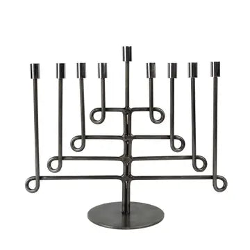 Menorah: Antiqued Twisted Iron