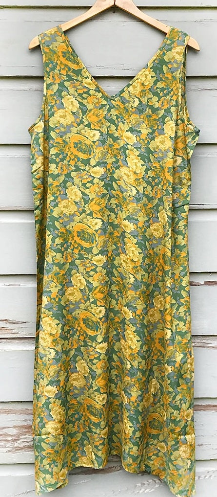 Dress: Vintage Roses Green & Mustard Print