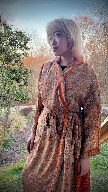 Robes: Upcycled Silk Long Kimono (Various Designs/Colors)