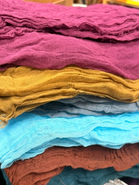 Scarf: Small 100% Crinkled Cotton (Various Colors)