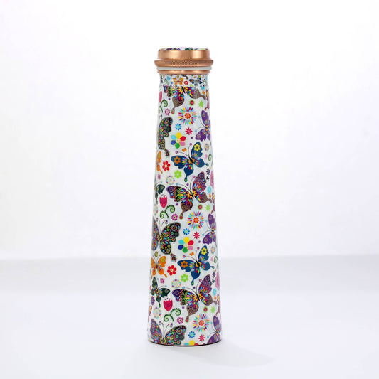Water Bottle: Printed Tower Copper Water Bottle 850ML- Butterflies