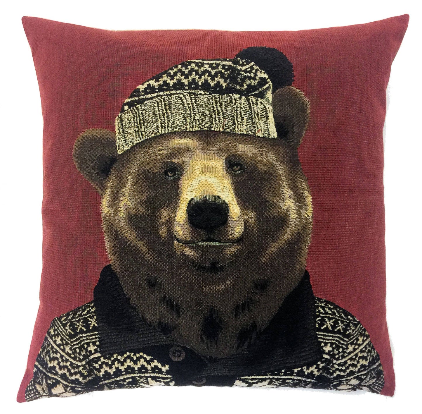 Pillow: Bear Pillow - Mountain Decor - Woven Throw Pillow