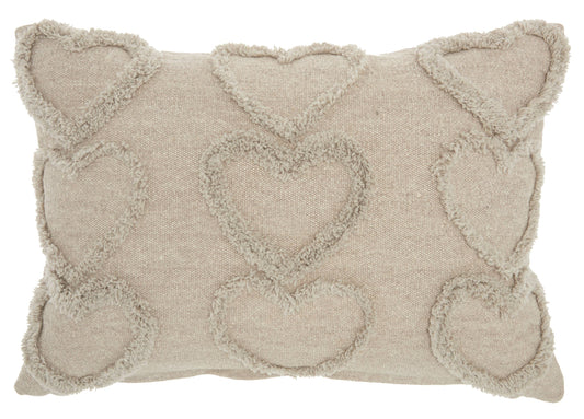 Pillow: Raised Hearts Khaki Throw Pillow