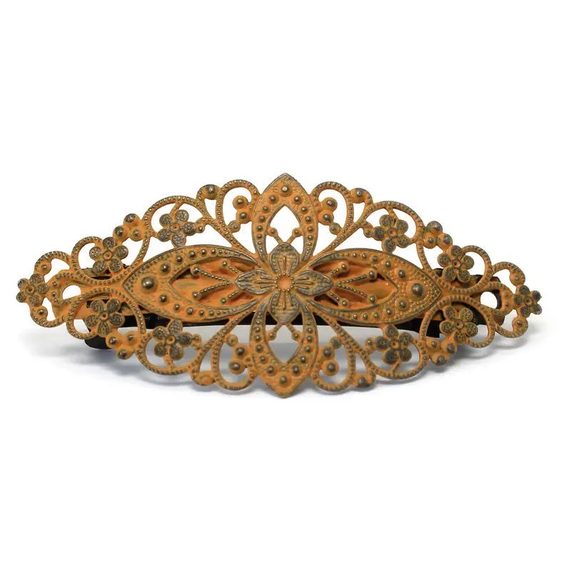 Barrettes: Simply Lovely Barrette-Hand Painted Ornate Floral Filigree