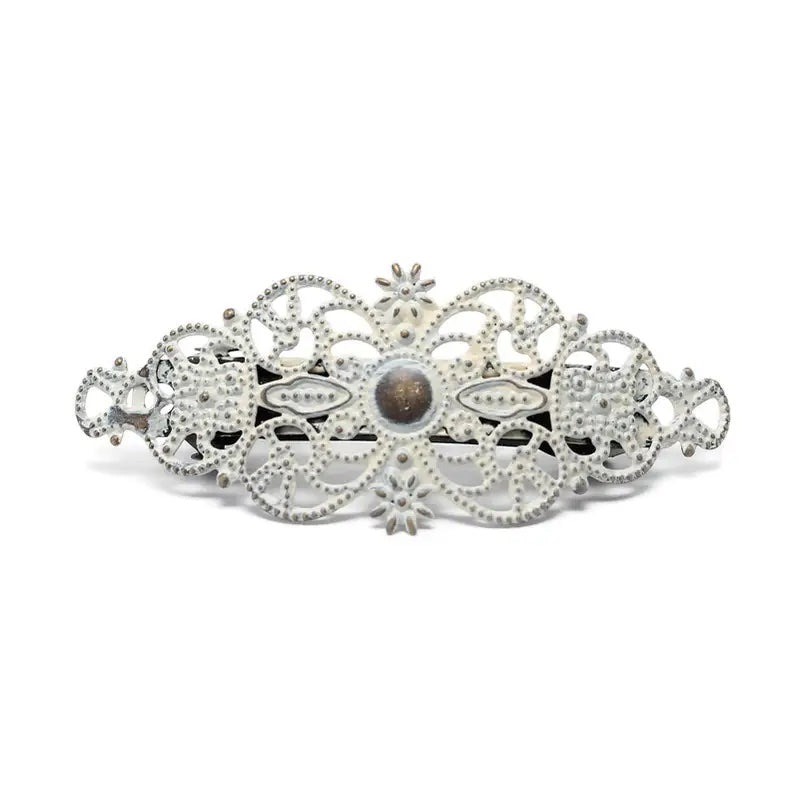 Barrettes: Hand Painted Metal Filigree Hair Piece