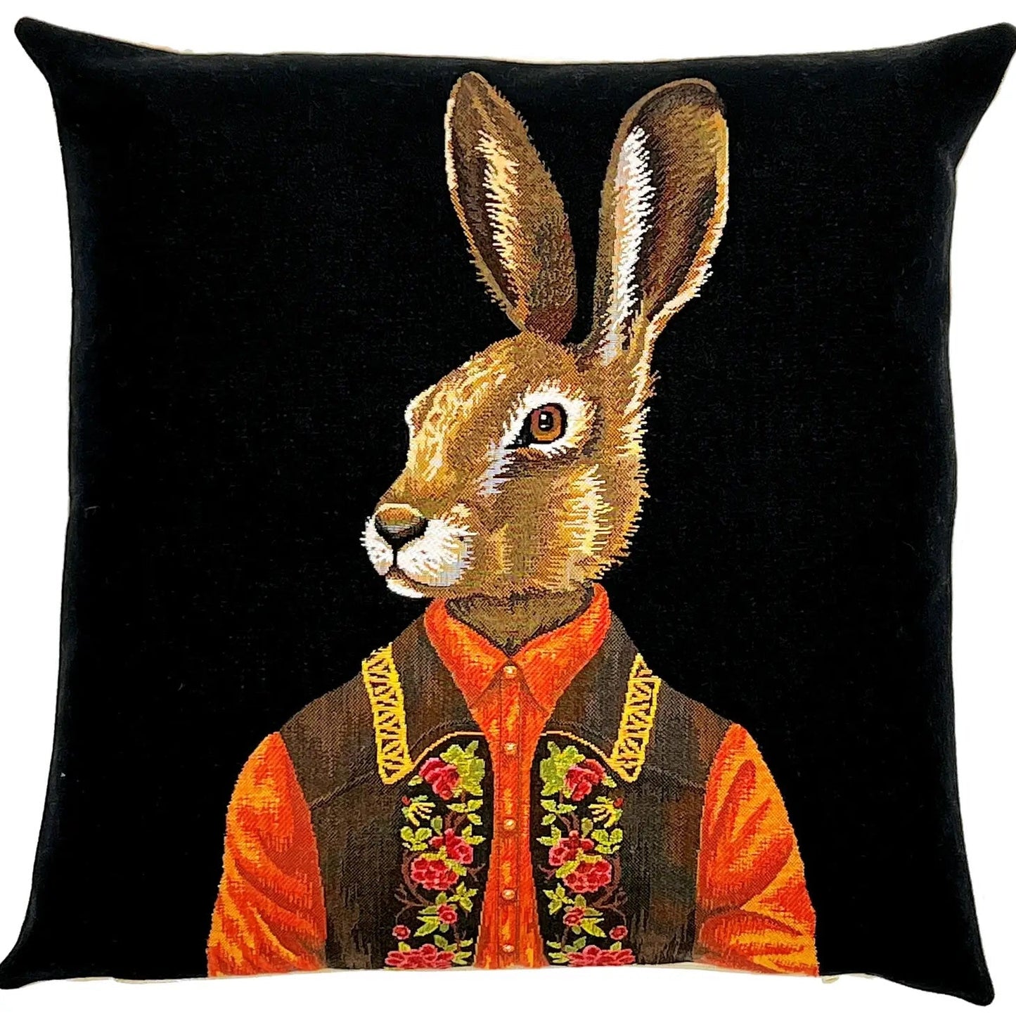 Pillow: Jacquard Woven Rabbit Throw Pillow