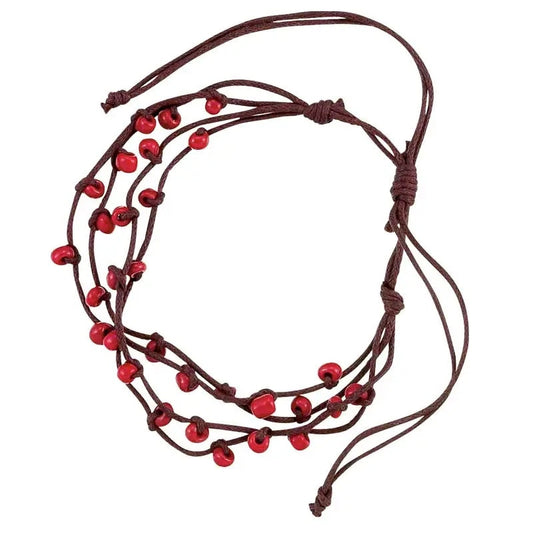 Bracelet: Small String/Red Bead Adjustable Bracelet