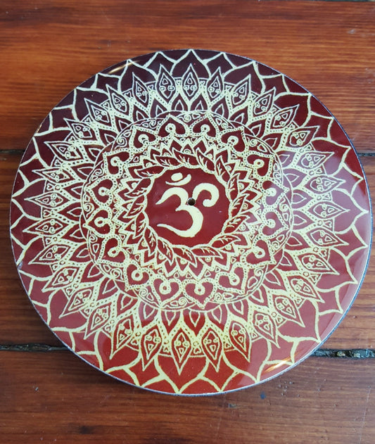 Incense: Round Wooden Ash Catcher Stand - OM