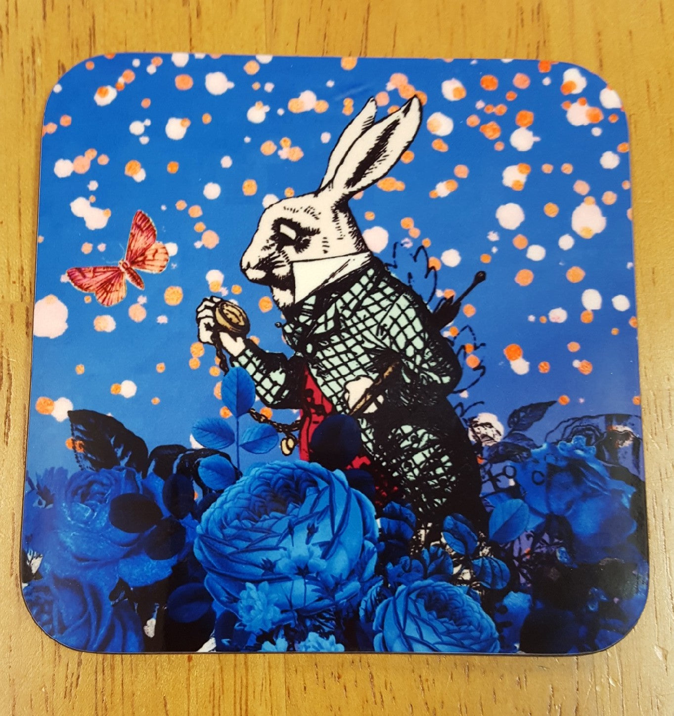 Coaster: Alice in Wonderland Blue Rabbit with Butterfly