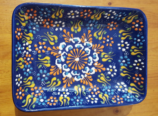 Turkish Pottery: Ceramic Mezze Oblong Dish Large (Various Colors)