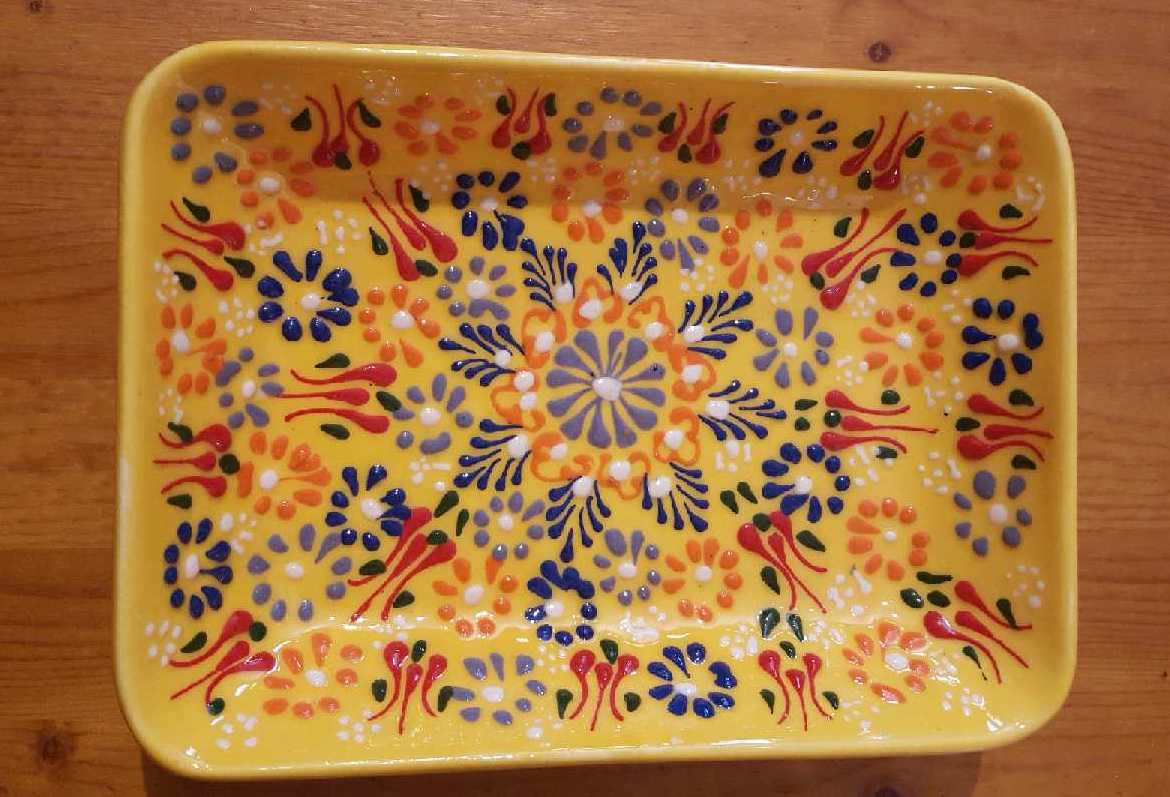Turkish Pottery: Ceramic Mezze Oblong Dish Large (Various Colors)