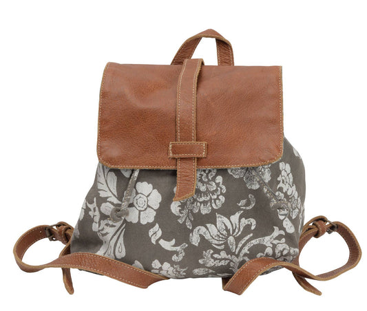 Bag: Flower And Leather Backpack